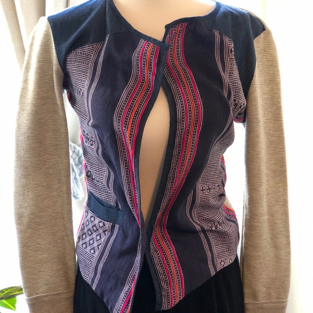 Anthro x Dolan Linen Embroidered Blouse/Jacket